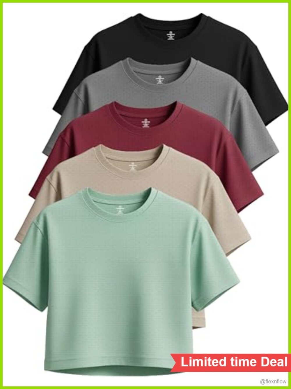 5 Pack Women's Crop Athletic T Shirts Dry-Fit Yoga Workout Tees Regular Plus